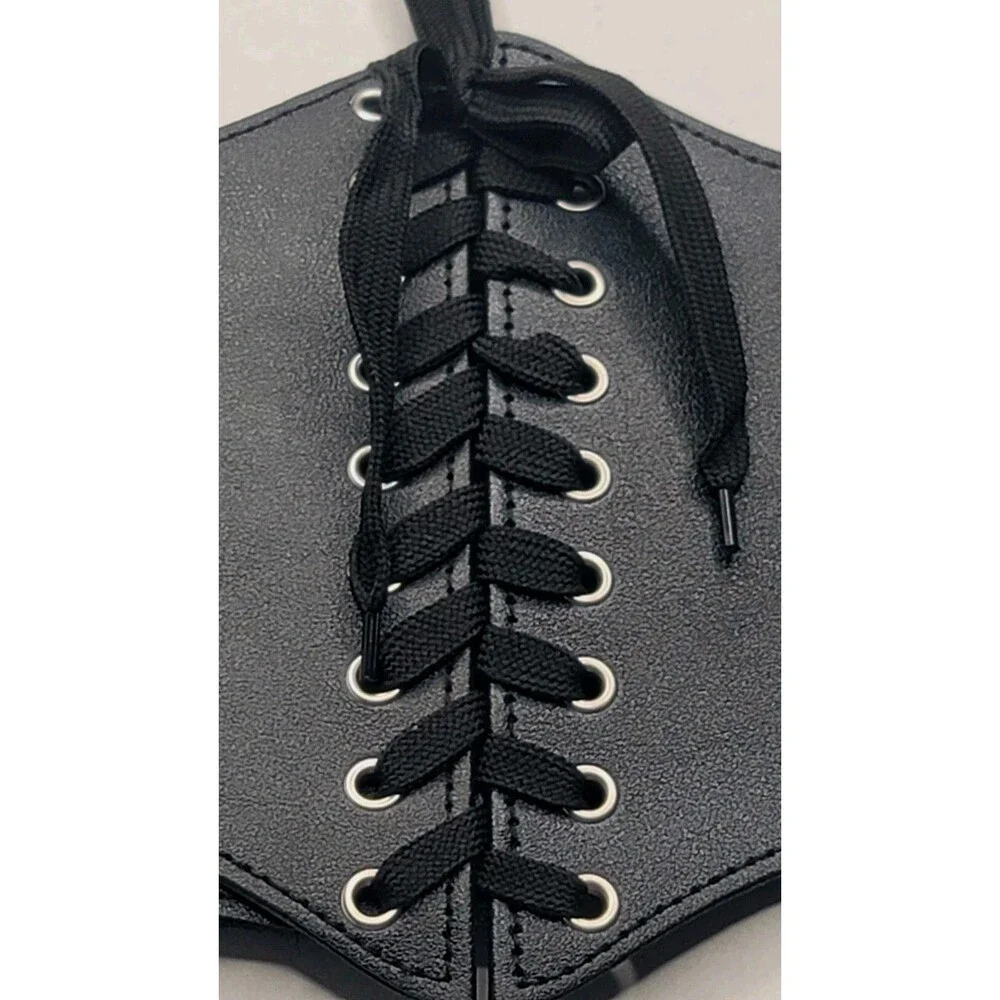 Corset Belt Sz XL Black Lace-up Under Bust Goth Vamp Castlecore Dark Fairy Goth